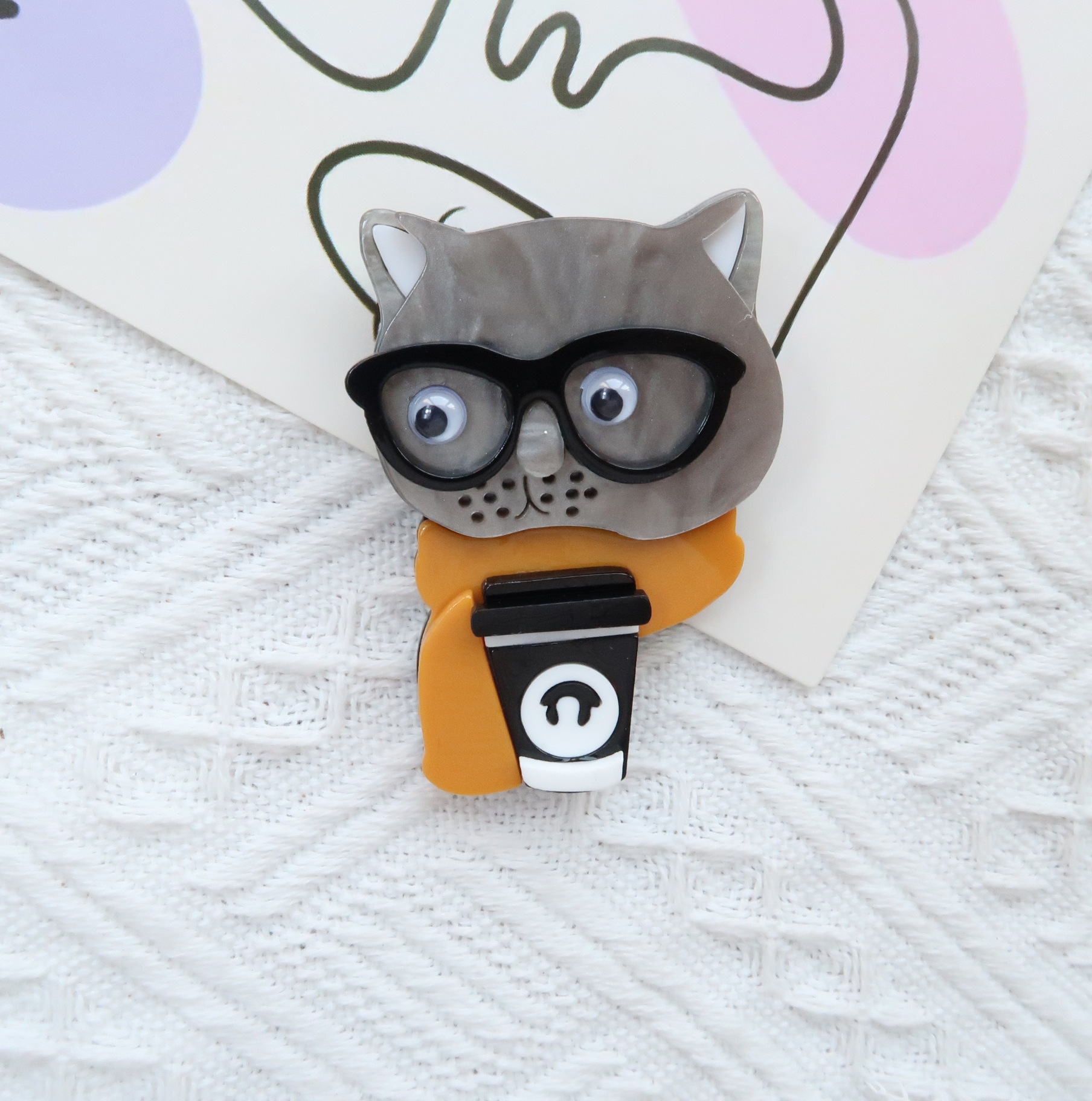 Original Cute Cartoon Cat Brooch with Coffee Element - Trendy Acrylic Pin for Women Fashion Jewelry https://fairsmartshop.com/original-cute-cartoon-cat-brooch-with-coffee-element-trendy-acrylic-pin-for-women/