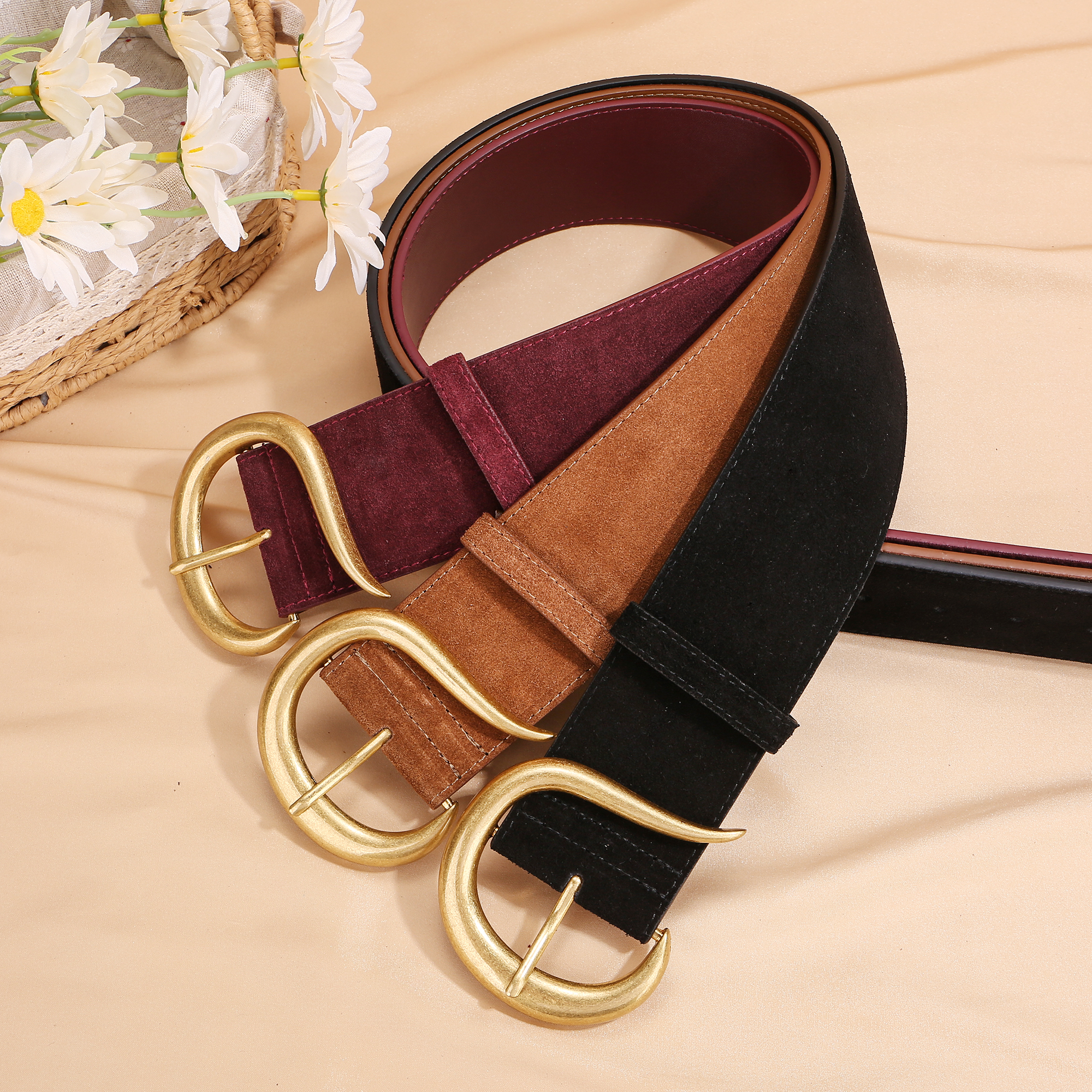 Women’s Wide Genuine Leather Belt with Vintage Gold Hook Buckle – Suede Cowhide Waistband Belts Fashion https://fairsmartshop.com/womens-wide-genuine-leather-belt-with-vintage-gold-hook-buckle-suede-cowhide-waistband/