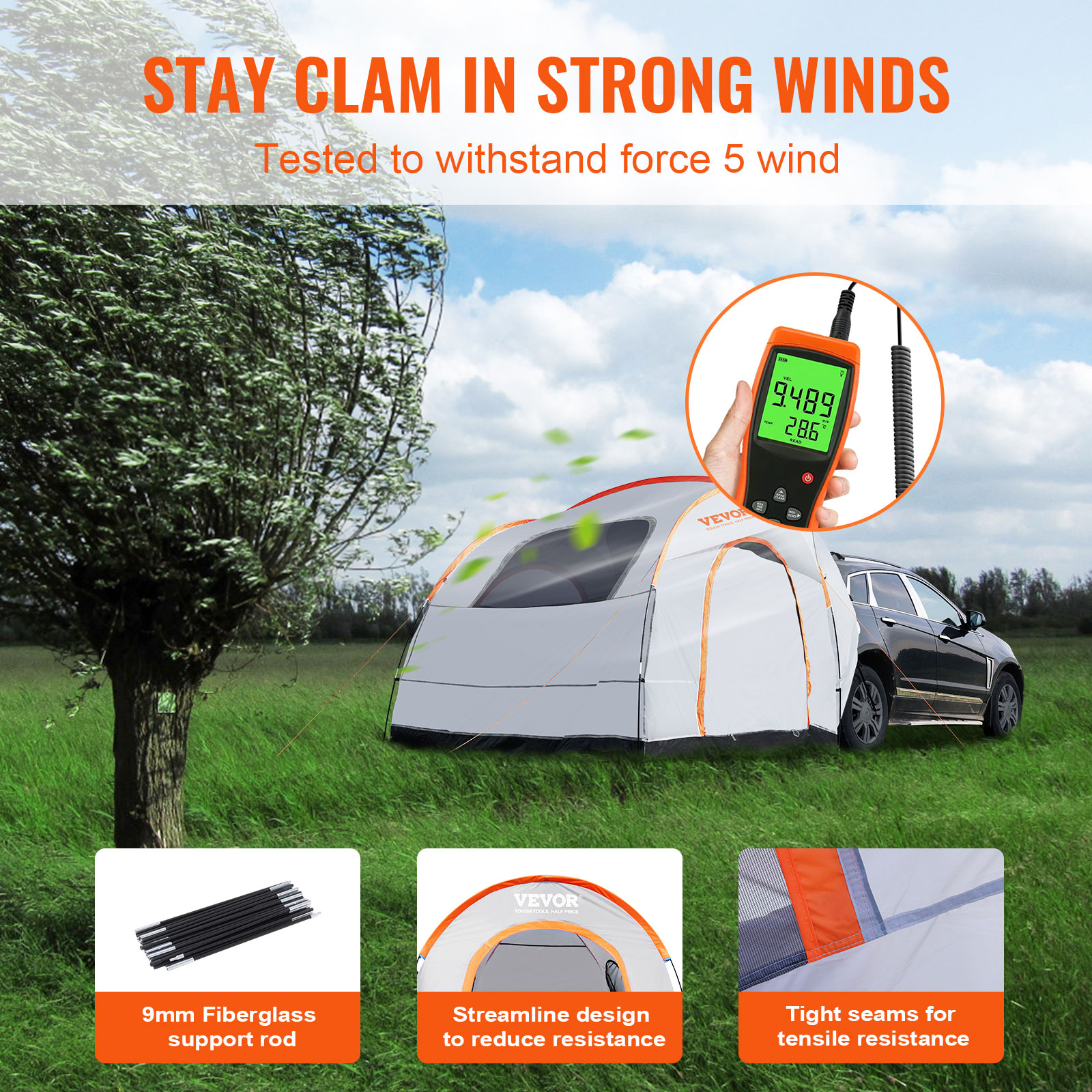 SUV Camping Tent with Rainfly, 8' SUV Tent Attachment for Vehicles, Waterproof & Bug-Proof Car Accessories Road Trip Accessories https://fairsmartshop.com/suv-camping-tent-with-rainfly-8-suv-tent-attachment-for-vehicles-waterproof-bug-proof/