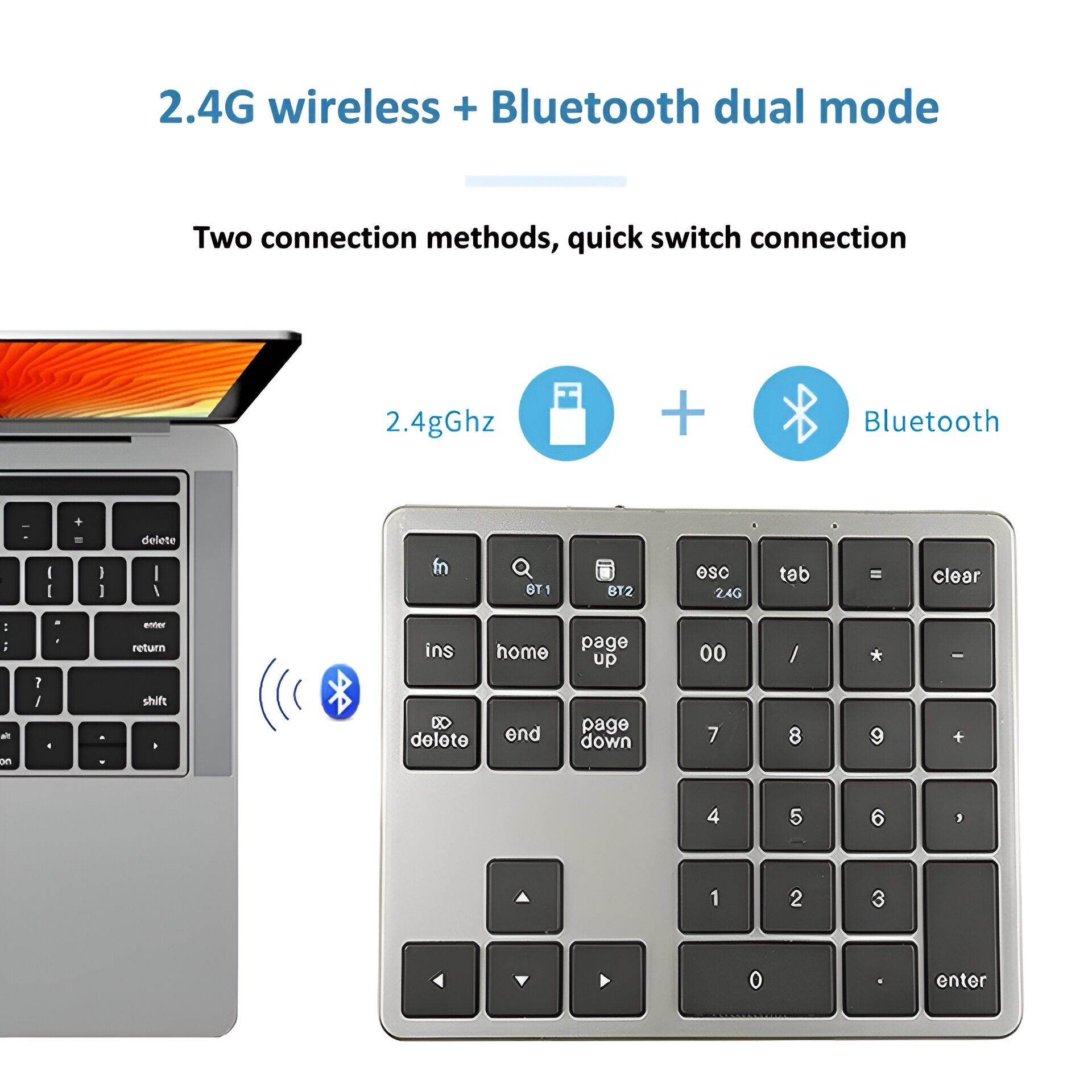 2.4GHz Wireless & Bluetooth Rechargeable Numeric Keypad - Compact USB-C Numpad for iOS, Android & Windows Gadgets Keyboards & Mice https://fairsmartshop.com/2-4ghz-wireless-bluetooth-rechargeable-numeric-keypad-compact-usb-c-numpad-for-ios-android-windows/