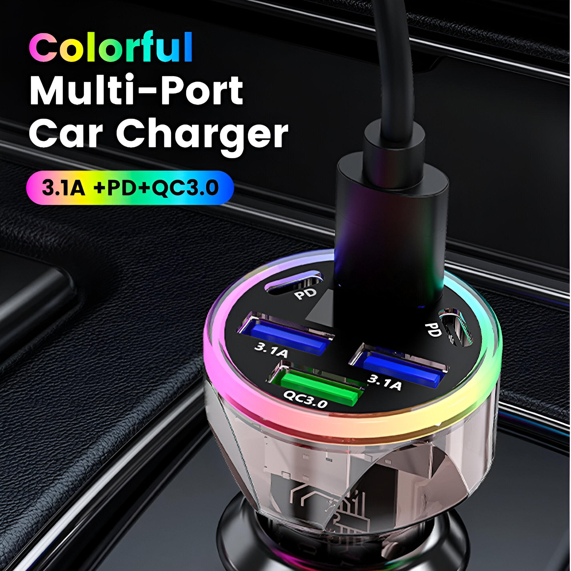 200W 6-Port USB C Car Charger Car Accessories Car Electronics https://fairsmartshop.com/200w-6-port-usb-c-car-charger/