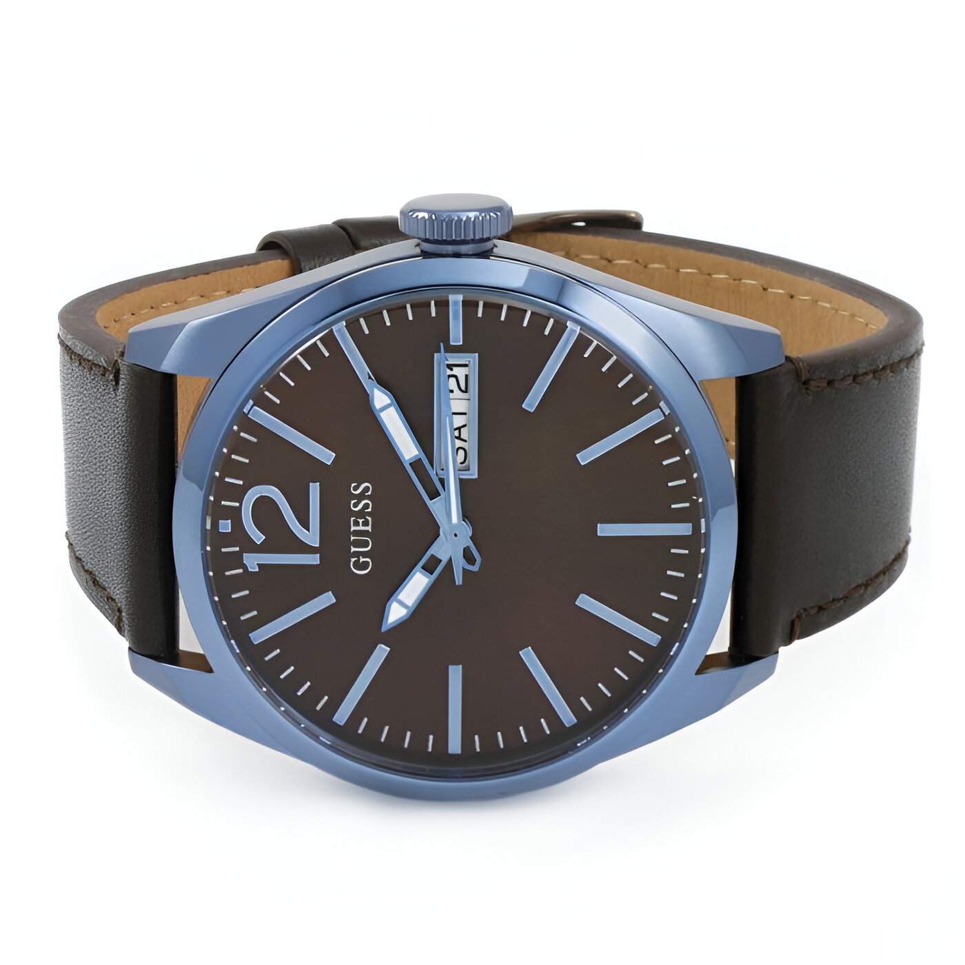 Guess Men’s Quartz Watch with Leather and PU Bracelet – Silver Case, Blue Dial Guess Relojes Top Guess Men's Quartz Watch with Leather and PU Bracelet – Silver Case, Blue Dial Guess Relojes Top