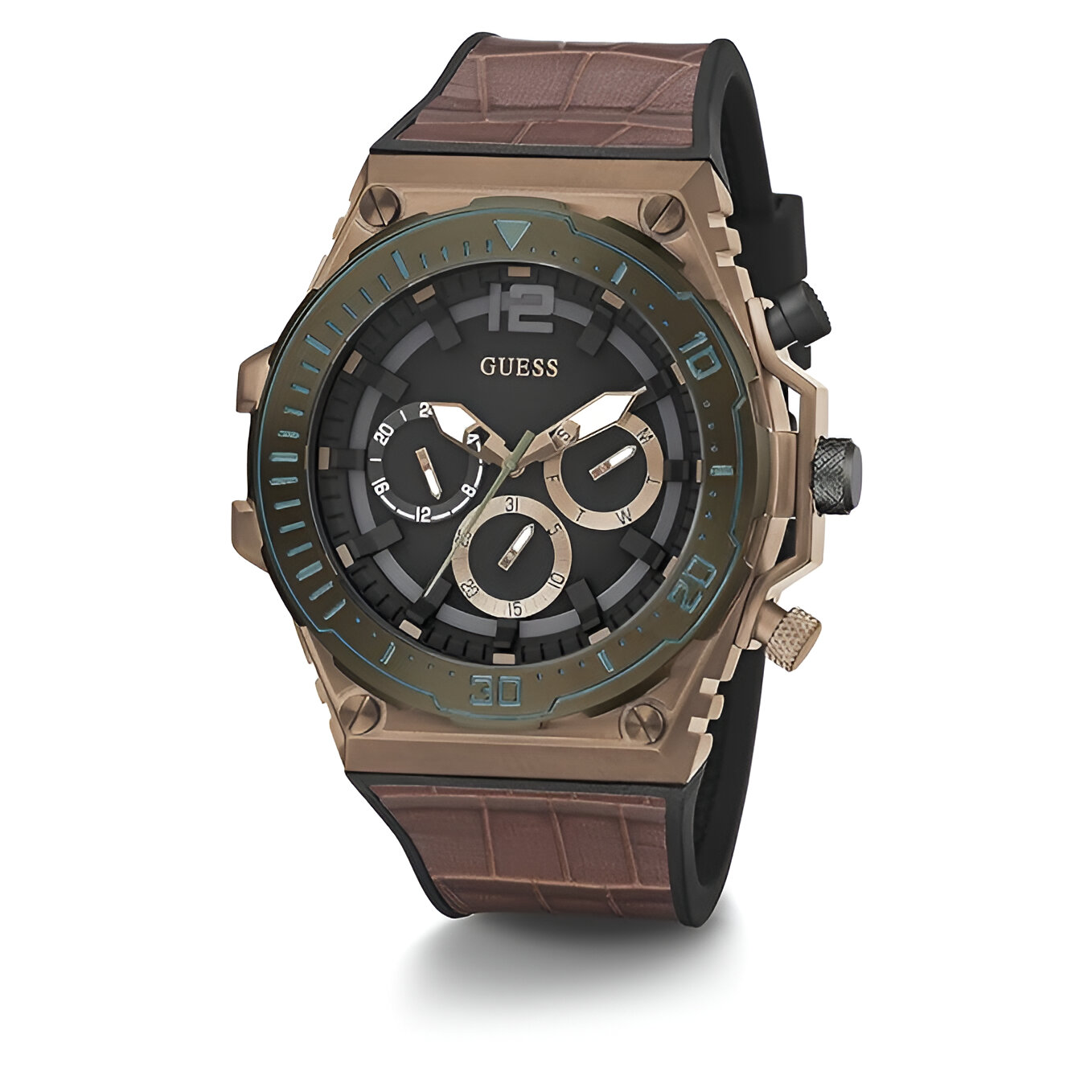 Guess Venture Brown Silicone Strap Quartz Watch – Bold 48MM Dial Guess Relojes Top Guess Venture Brown Silicone Strap Quartz Watch - Bold 48MM Dial Guess Relojes Top