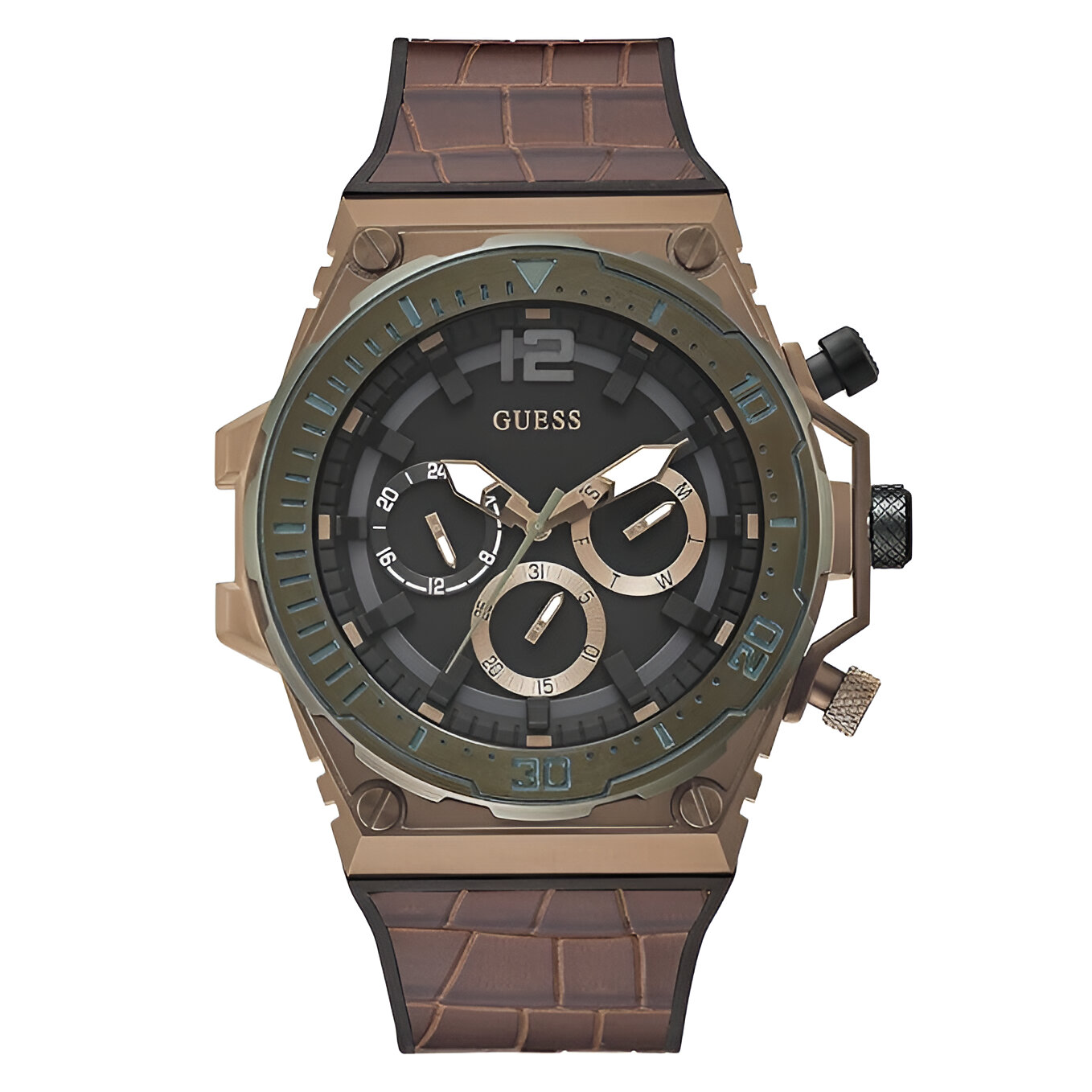 Guess Venture Brown Silicone Strap Quartz Watch – Bold 48MM Dial Guess Relojes Top Guess Venture Brown Silicone Strap Quartz Watch - Bold 48MM Dial Guess Relojes Top