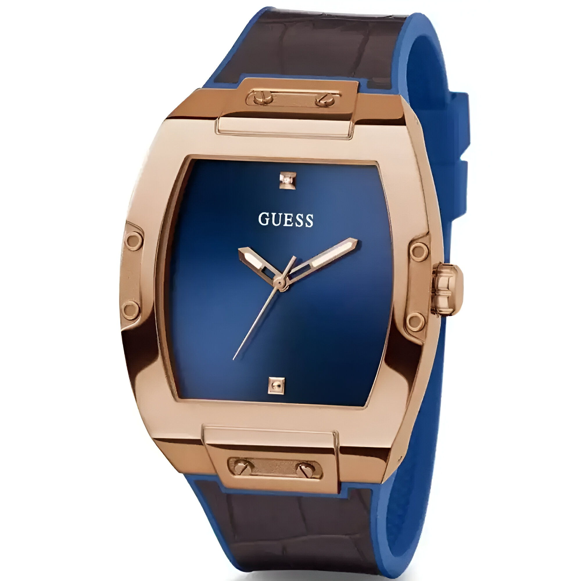 Guess Gold Stainless Steel Quartz Watch with Brown Silicone Strap – 43MM Guess Relojes Top Guess Gold Stainless Steel Quartz Watch with Brown Silicone Strap - 43MM Guess Relojes Top