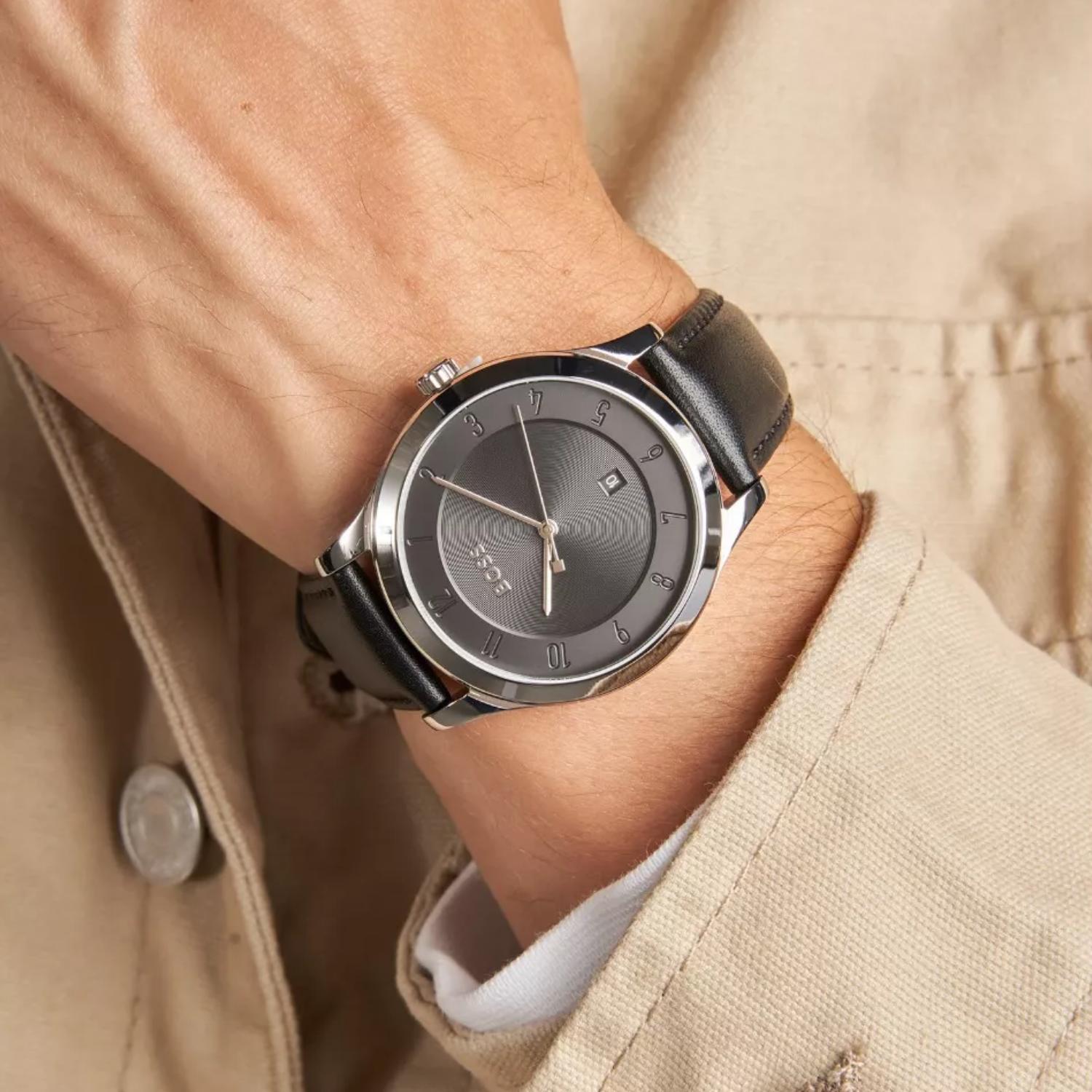 Hugo Boss Men’s Stainless Steel Black Leather Quartz Watch Hugo Boss Relojes Top Hugo Boss Men's Stainless Steel Black Leather Quartz Watch Hugo Boss Relojes Top