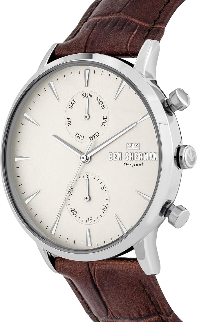 Ben Sherman Men’s Quartz Analog Watch – Stainless Steel & Brown Leather Strap Ben Sherman Relojes Top Ben Sherman Men's Quartz Analog Watch – Stainless Steel & Brown Leather Strap Ben Sherman Relojes Top