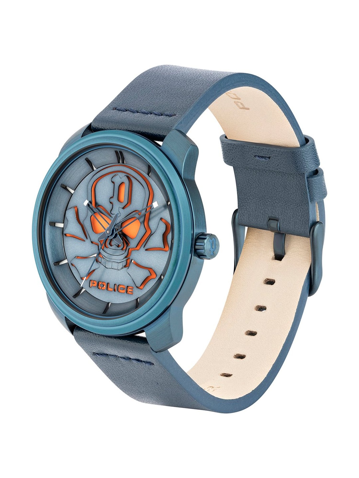 Police Men’s Blue Leather Strap Quartz Watch Police Relojes Top Police Men's Blue Leather Strap Quartz Watch Police Relojes Top