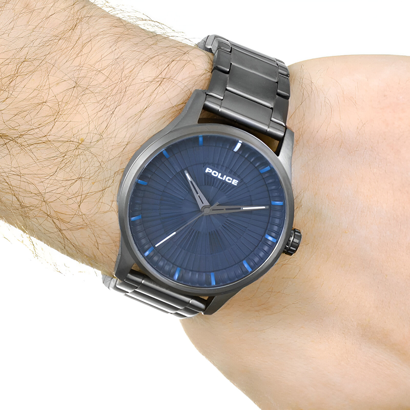 Police Gray & Blue Stainless Steel Watch Police Relojes Top Police Gray & Blue Stainless Steel Watch Police Relojes Top