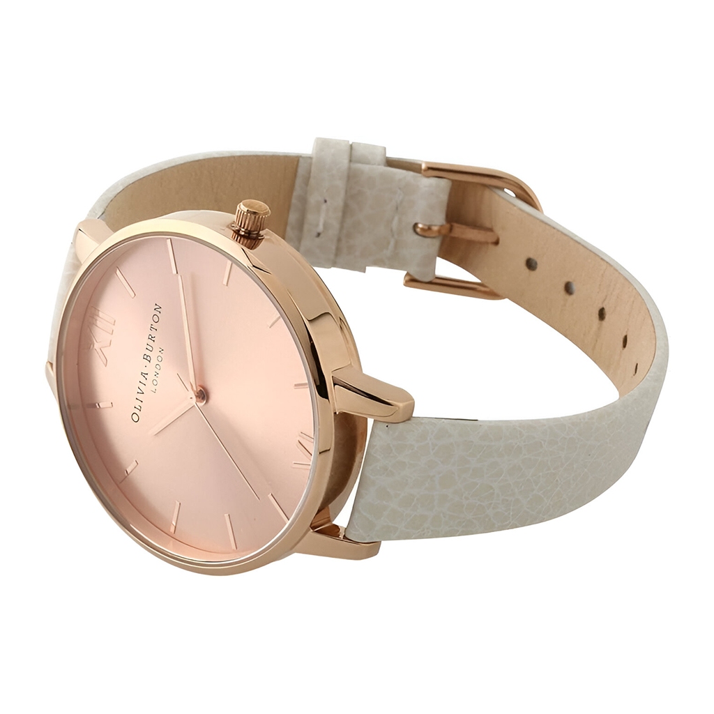 Olivia Burton Pink Stainless Steel Watch with Beige Leather Strap Olivia Burton Relojes Top Olivia Burton Pink Stainless Steel Watch with Beige Leather Strap Olivia Burton Relojes Top