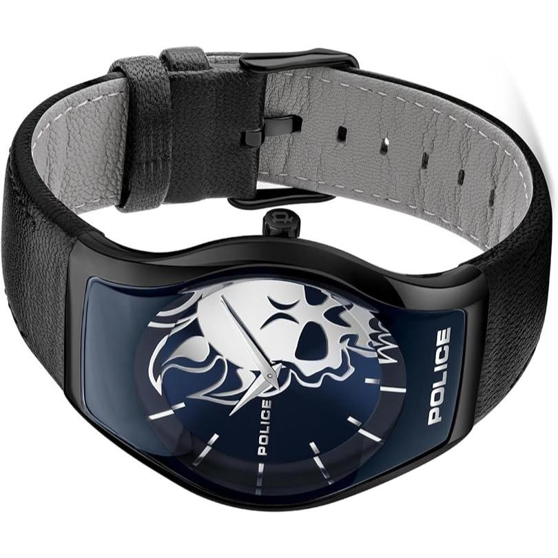 Police Black Stainless Steel Watch with Leather Strap Police Relojes Top Police Black Stainless Steel Watch with Leather Strap Police Relojes Top