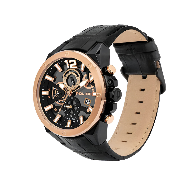 Police Saiho Black Dial & Leather Strap Watch Police Relojes Top Police Saiho Black Dial & Leather Strap Watch Police Relojes Top