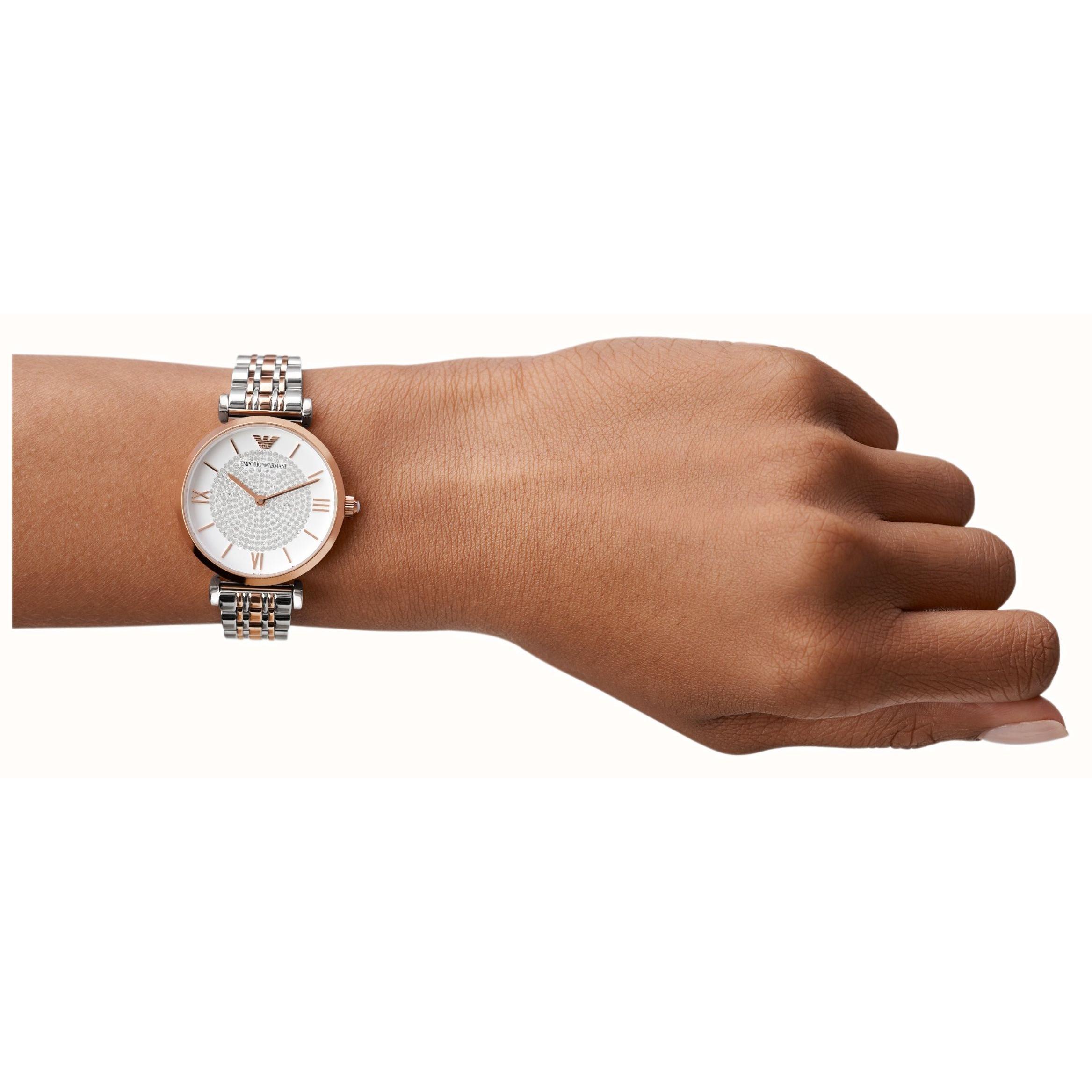 Armani Women’s Pink & Silver Stainless Steel Chronograph Watch Armani Relojes Top Armani Women's Pink & Silver Stainless Steel Chronograph Watch Armani Relojes Top