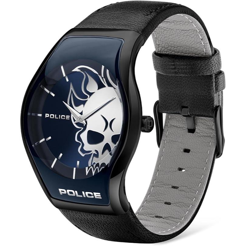 Police Black Stainless Steel Watch with Leather Strap Police Relojes Top Police Black Stainless Steel Watch with Leather Strap Police Relojes Top