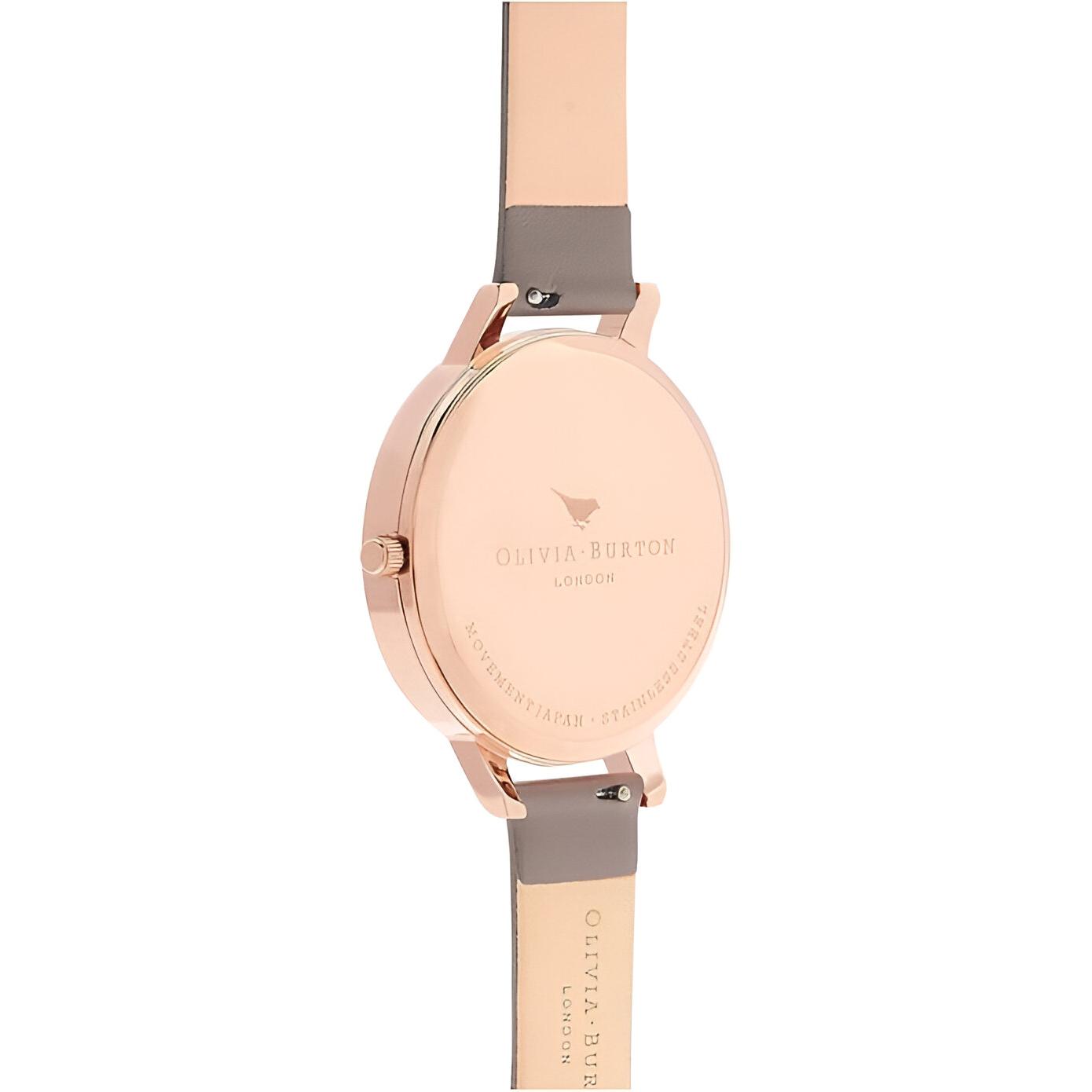 Olivia Burton Pink Steel Case Watch with Grey Leather Strap – 38mm Olivia Burton Relojes Top Olivia Burton Pink Steel Case Watch with Grey Leather Strap – 38mm Olivia Burton Relojes Top