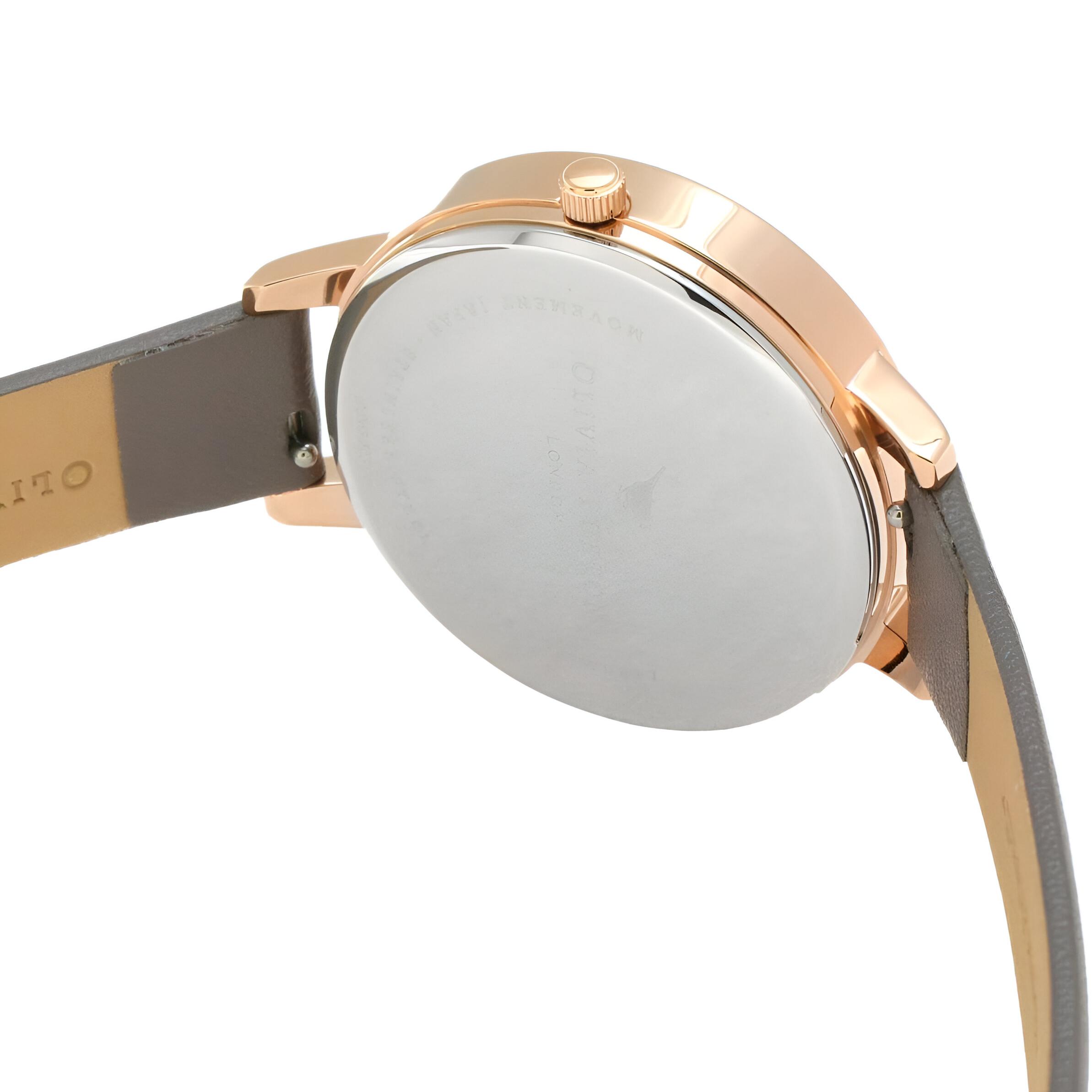 Olivia Burton Pink Steel Case Watch with Grey Leather Strap – 34mm Olivia Burton Relojes Top Olivia Burton Pink Steel Case Watch with Grey Leather Strap – 34mm Olivia Burton Relojes Top