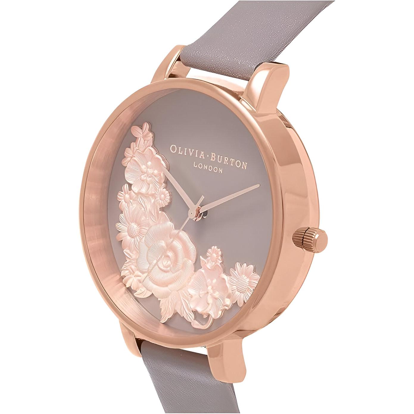 Olivia Burton Pink Steel Case Watch with Grey Leather Strap – 38mm Olivia Burton Relojes Top Olivia Burton Pink Steel Case Watch with Grey Leather Strap – 38mm Olivia Burton Relojes Top