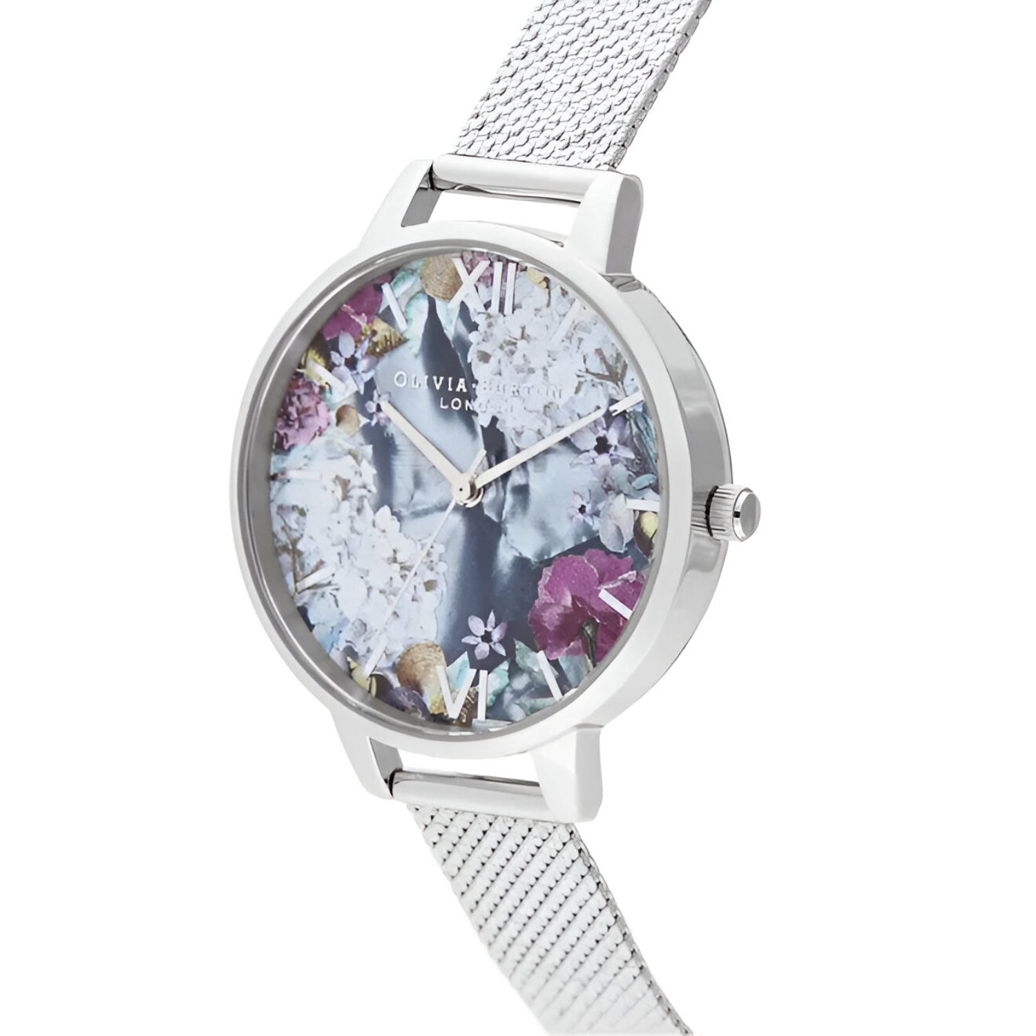 Olivia Burton Silver Stainless Steel Watch with Multicolored Floral Dial Olivia Burton Relojes Top Olivia Burton Silver Stainless Steel Watch with Multicolored Floral Dial Olivia Burton Relojes Top