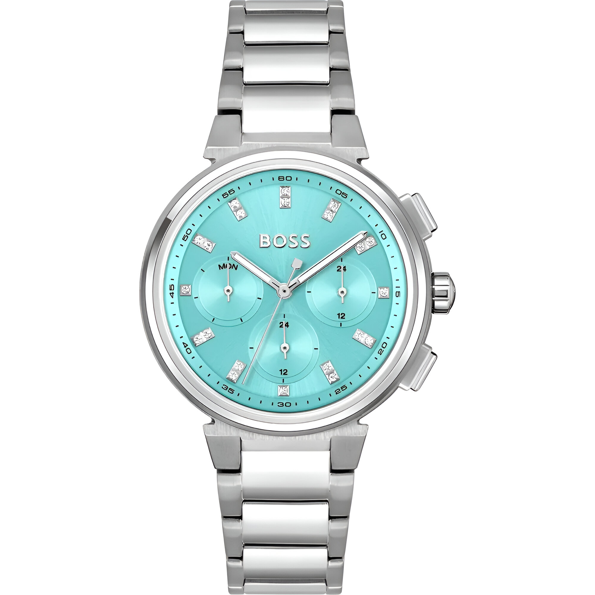 Hugo Boss Elegant Silver Stainless Steel Quartz Watch with Turquoise Dial Hugo Boss Relojes Top Hugo Boss Elegant Silver Stainless Steel Quartz Watch with Turquoise Dial Hugo Boss Relojes Top