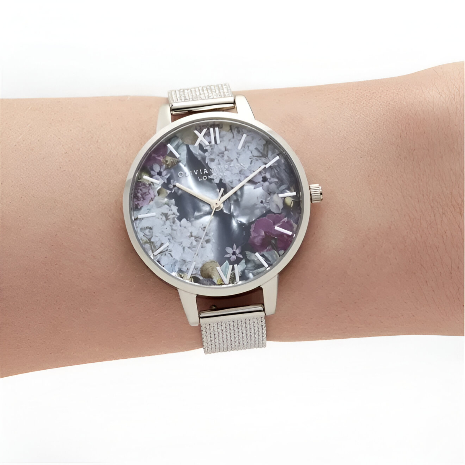 Olivia Burton Silver Stainless Steel Watch with Multicolored Floral Dial Olivia Burton Relojes Top Olivia Burton Silver Stainless Steel Watch with Multicolored Floral Dial Olivia Burton Relojes Top