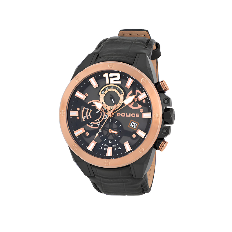 Police Saiho Black Dial & Leather Strap Watch Police Relojes Top Police Saiho Black Dial & Leather Strap Watch Police Relojes Top