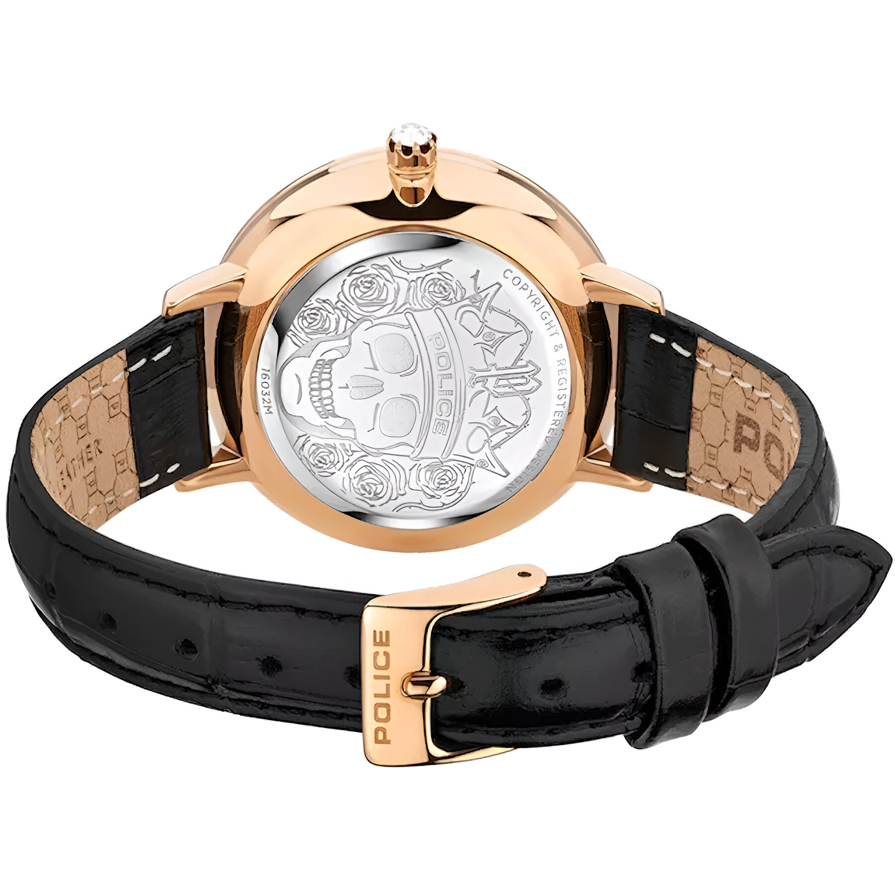Police Golden Stainless Steel Quartz Watch with Black Leather Strap Police Relojes Top Police Golden Stainless Steel Quartz Watch with Black Leather Strap Police Relojes Top