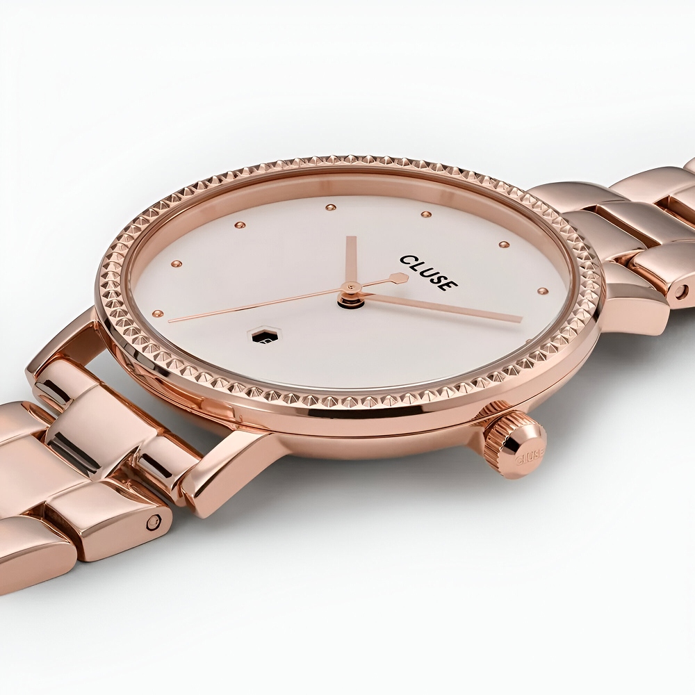 Cluse Pink Stainless Steel Quartz Watch with White Dial Cluse Relojes Top Cluse Pink Stainless Steel Quartz Watch with White Dial Cluse Relojes Top