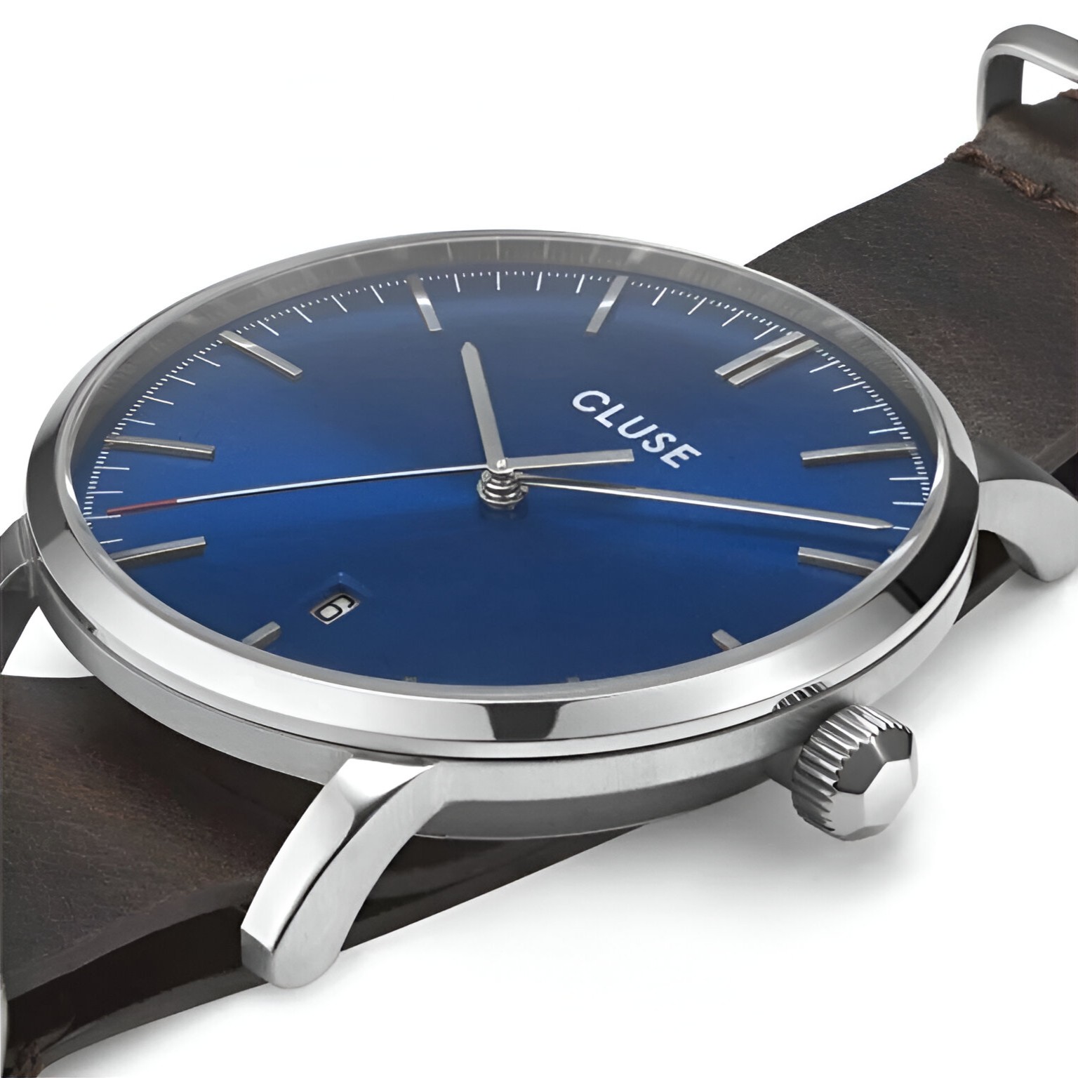 Cluse Men’s Quartz Watch – Silver Case, Brown Leather Strap, Blue Dial Cluse Relojes Top Cluse Men's Quartz Watch – Silver Case, Brown Leather Strap, Blue Dial Cluse Relojes Top