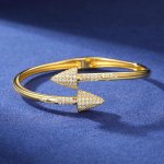 New S925 Moissanite Arrow Men Cuff Bracelet for Women - Iced Out Hip Hop Sterling Silver Bangle