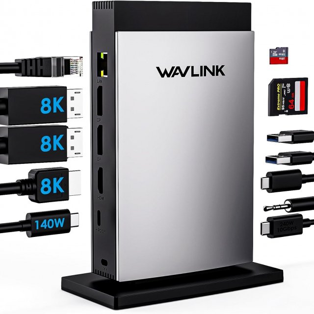 Laptop Docking Station for 3 Monitors – 11-in-1 USB C Hub with 140W PD Charging