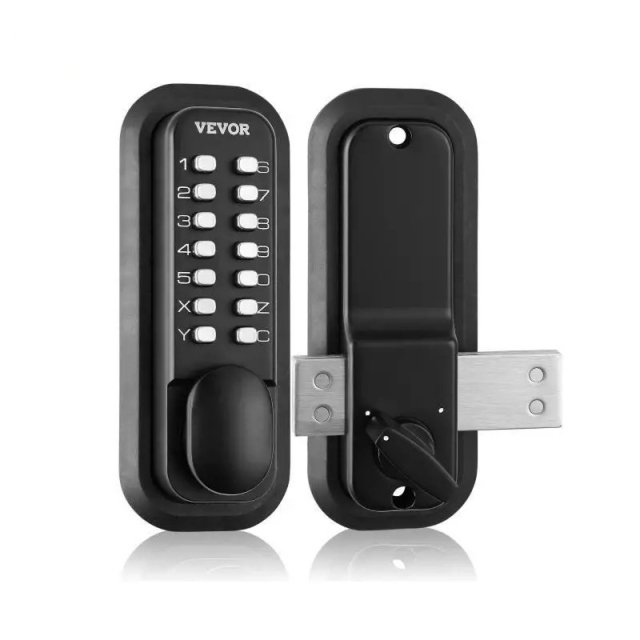 Mechanical Keyless Entry Door Lock with 14 Digit Keypad and Adjustable Handle