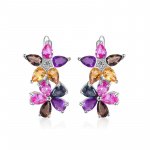 925 Sterling Silver Birthstone Earrings with Citrine, Amethyst, and Topaz