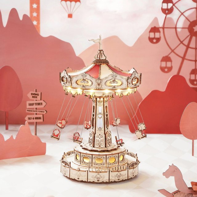 DIY 3D Wooden Swing Ride Music Box Kit