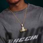 925 Sterling Silver Dumbbell Pendant with Moissanite