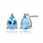 Swiss Blue Topaz Stud Earrings in Sterling Silver - 0.99Ct Natural Gemstone