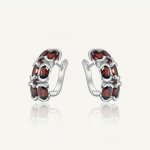 Natural Garnet 925 Sterling Silver Clip-On Earrings for Women