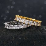 One Row Crystal Men's Ring - Hip Hop Iced Out CZ Pave Ring in Gold and Silver