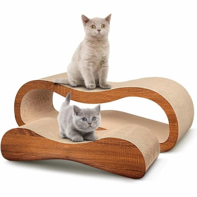 2 in 1 Cat Scratcher and Lounge Bed – Durable Cardboard Cat Scratch Board