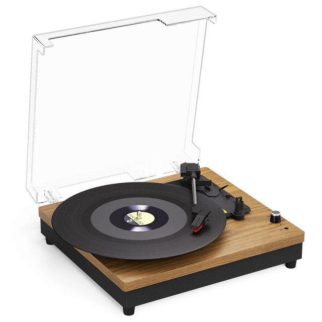 3-Speed Vinyl Record Player with 2 Built-In Stereo Speakers and Bluetooth Connectivity
