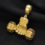 925 Sterling Silver Dumbbell Pendant with Moissanite