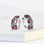 Natural Garnet 925 Sterling Silver Clip-On Earrings for Women