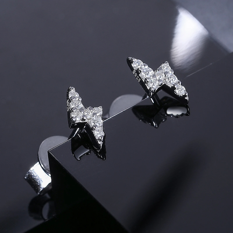 Tiny Moissanite Lightning Stud Earrings