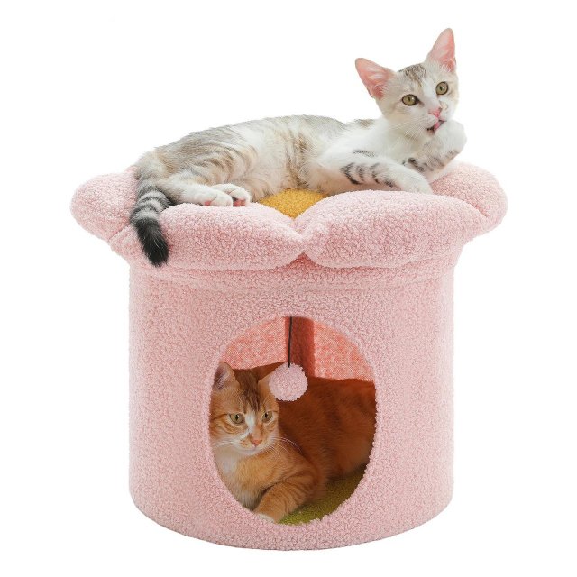 Large Indoor Cat House with Removable Flower Bed