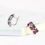 Natural Garnet 925 Sterling Silver Clip-On Earrings for Women