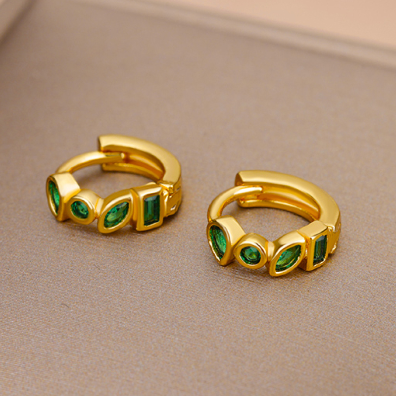 Minimalist Zircon Leaf Hoop Earrings