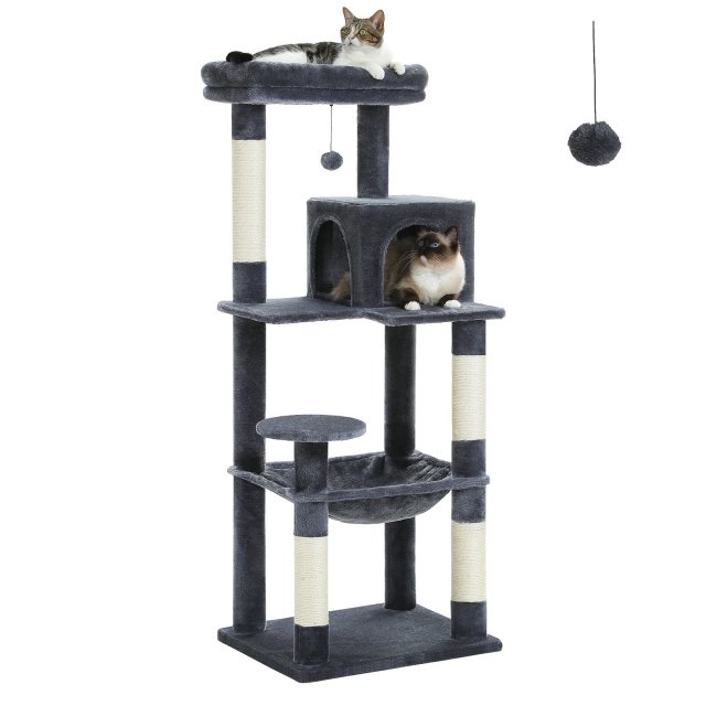 Multi-Level Cat Tree with Large Hammock, Scratching Posts, Cozy Condo & Perch