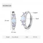 Round Hoop Earrings with Created White Opal for Women, Statement Wedding Jewelry