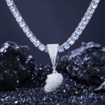 925 Sterling Silver Moissanite Break Heart Pendant Necklace – Unisex Hip Hop Jewelry