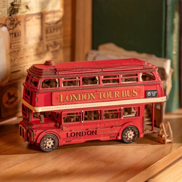 London Tour Bus Wooden Model