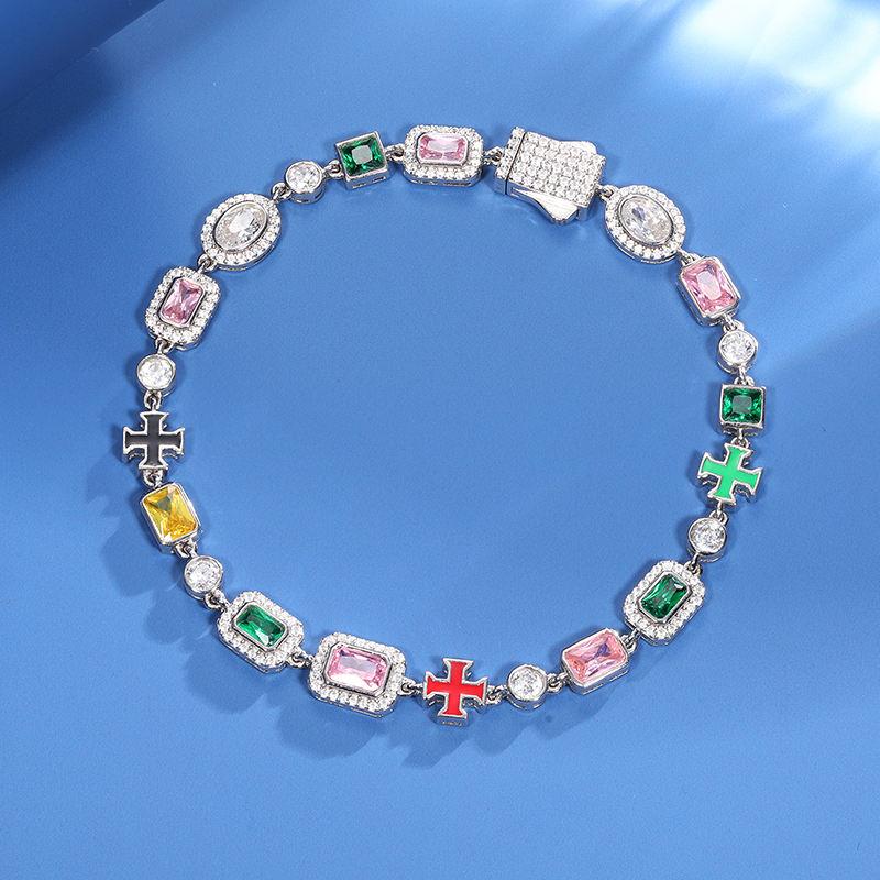 Trendy Colored Square Stone Choker Bracelet for Women and Men
